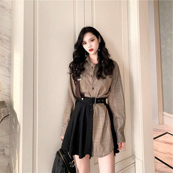 Shirt + black skirt two-piece KF90671