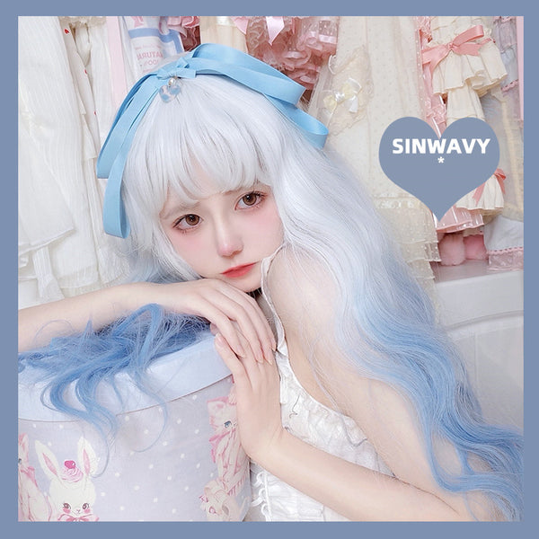 MILK BLUE CURLY HAIR WIG  KF83338