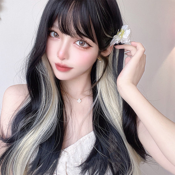 Natural hanging ear dyed long curly wig KF82837