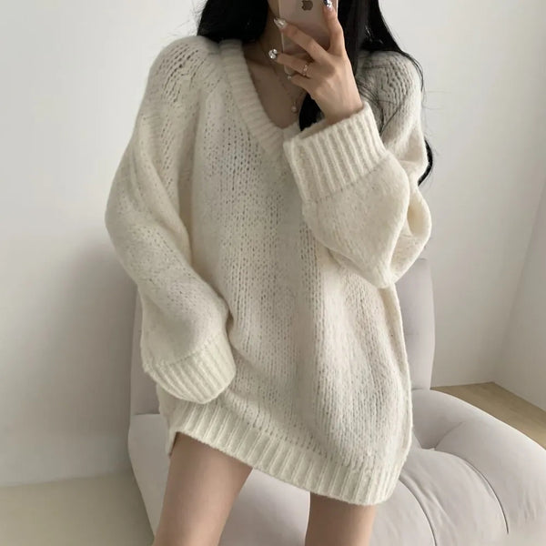 loose v-neck sweater  KF82980