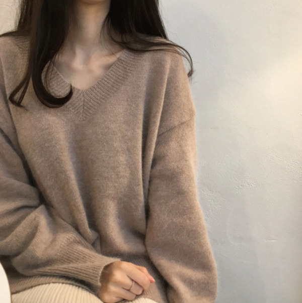 Brown V Neck Sweater