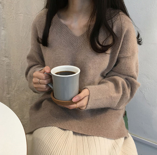 Brown V Neck Sweater