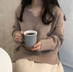 Brown V Neck Sweater