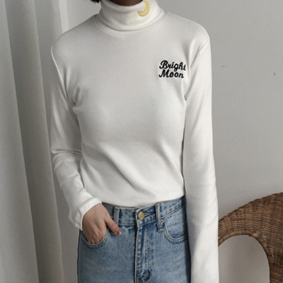 Crescent Moon Turtleneck Top KF30164