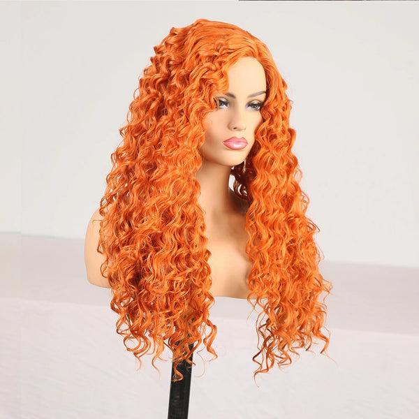 ORANGE LONG CURLY WIG KF82143