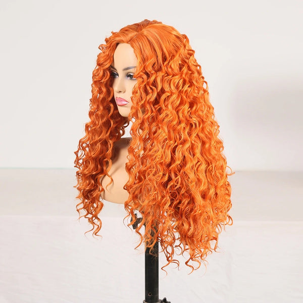 ORANGE LONG CURLY WIG KF82143