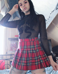 High waist lattice pleated skirt KF50102