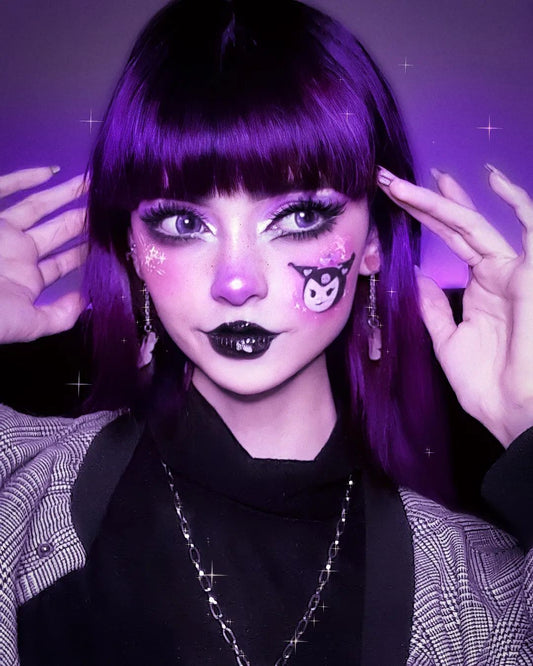 Black purple wig KF90563