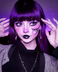 Black purple wig KF90563