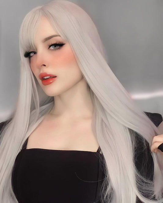 silver White long wig KF9615