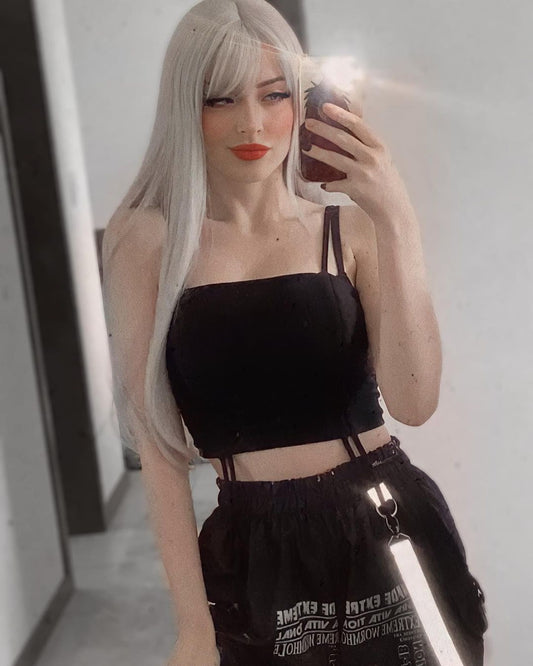 silver White long wig KF9615