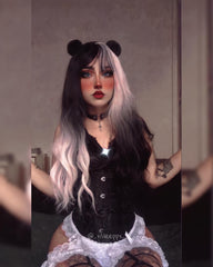Harajuku black and white wig KF81201